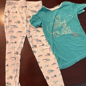 Kickee Pants boys pajama set size 6 “fly fishing”